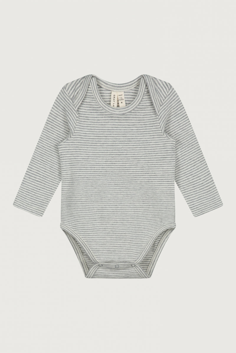 Baby L/S Body | Grey Melange - Cream