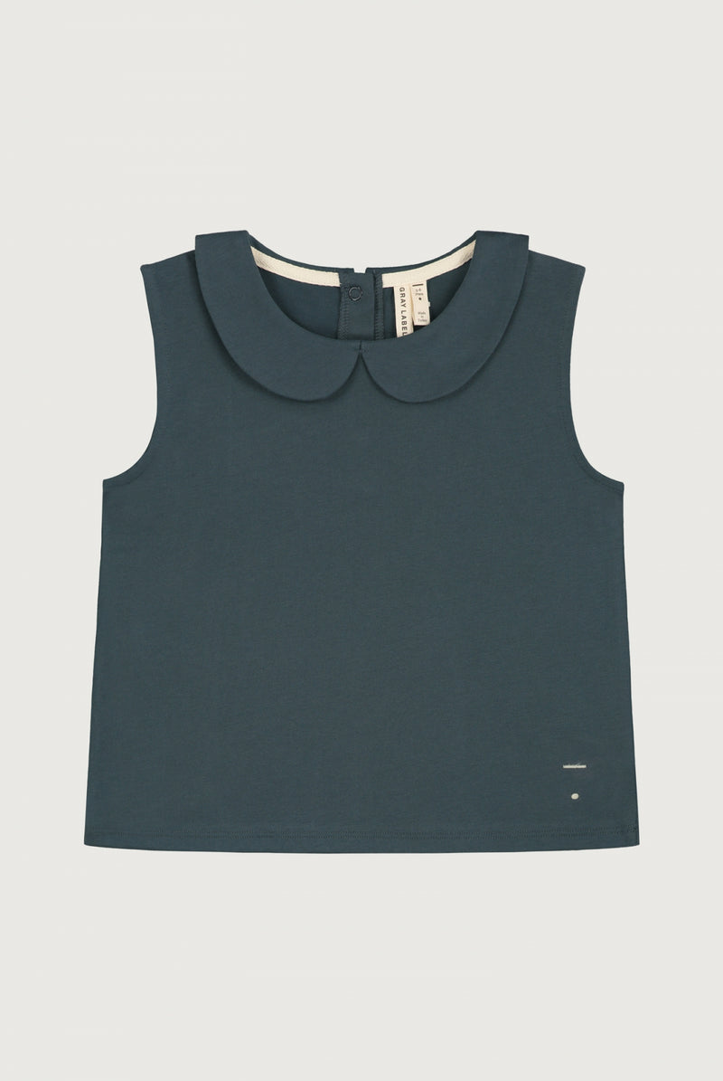 Collar Tank Top Blue Grey