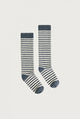 Long Ribbed Socks | Blue Grey - Cream