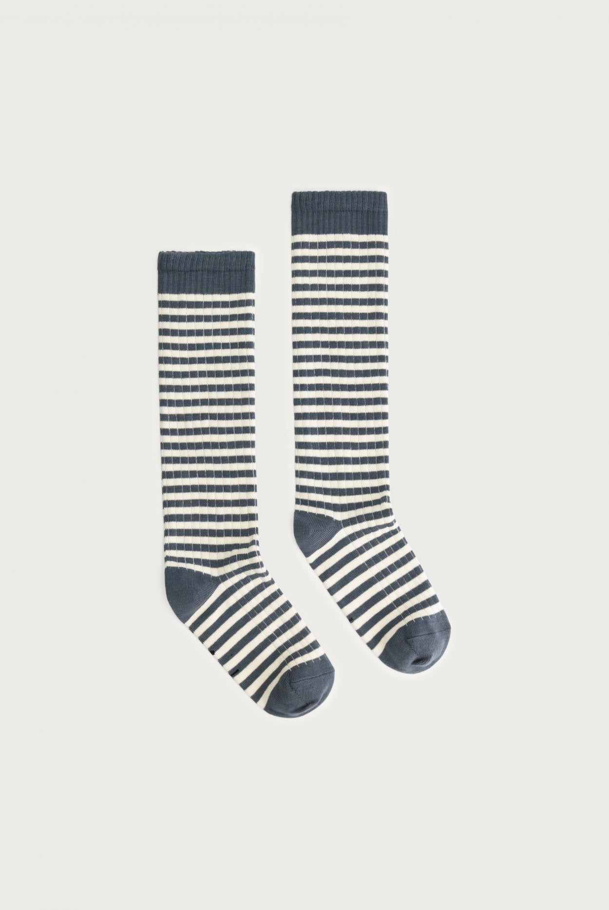 Long Ribbed Socks | Blue Gray - Cream