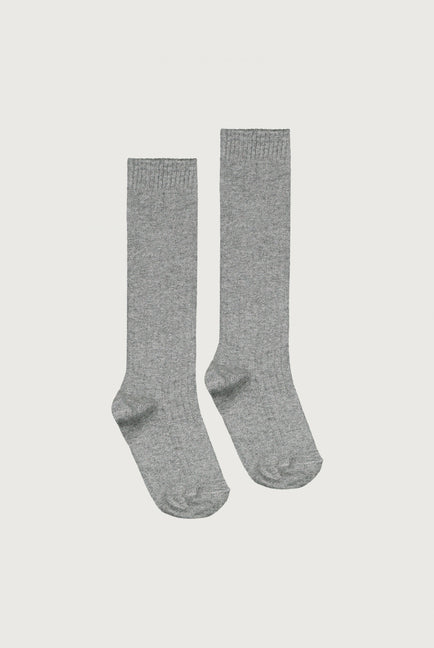 Long Ribbed Socks | Grey Melange