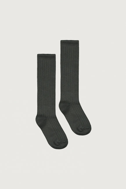 Long Ribbed Socks | Nearly Black