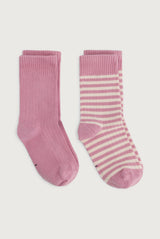 Ribbed Socks 2-Pack | Bubblegum - Cream