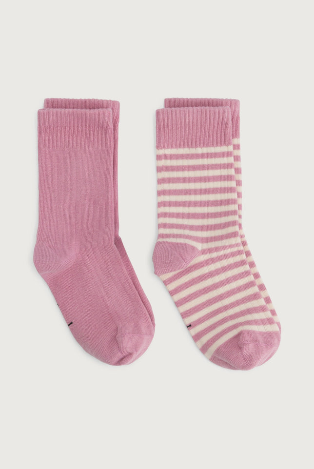 Ribbed Socks 2-Pack | Bubblegum - Cream