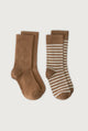 Ribbed Socks 2-Pack | Biscuit - Cream