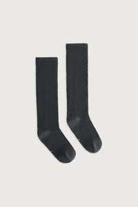 Long Ribbed Socks | Pirate Black