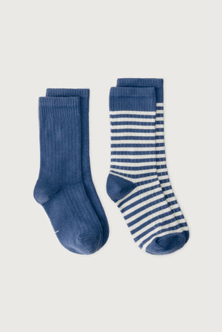 Ribbed Socks 2-Pack | Blue Moon - Cream