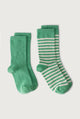 Ribbed Socks 2-Pack | Bright Green - Cream