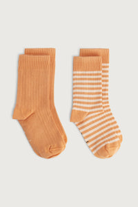 Ribbed Socks 2-Pack | Melon - Cream