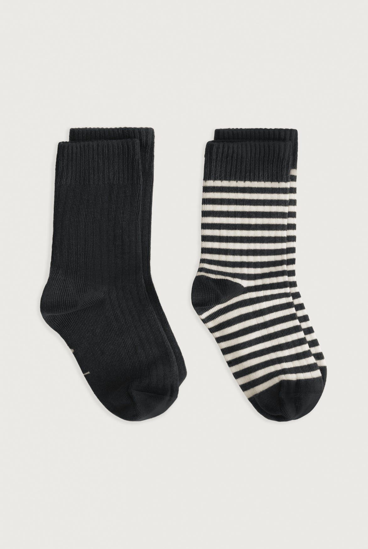 Ribbed Socks 2-Pack | Pirate Black - Cream