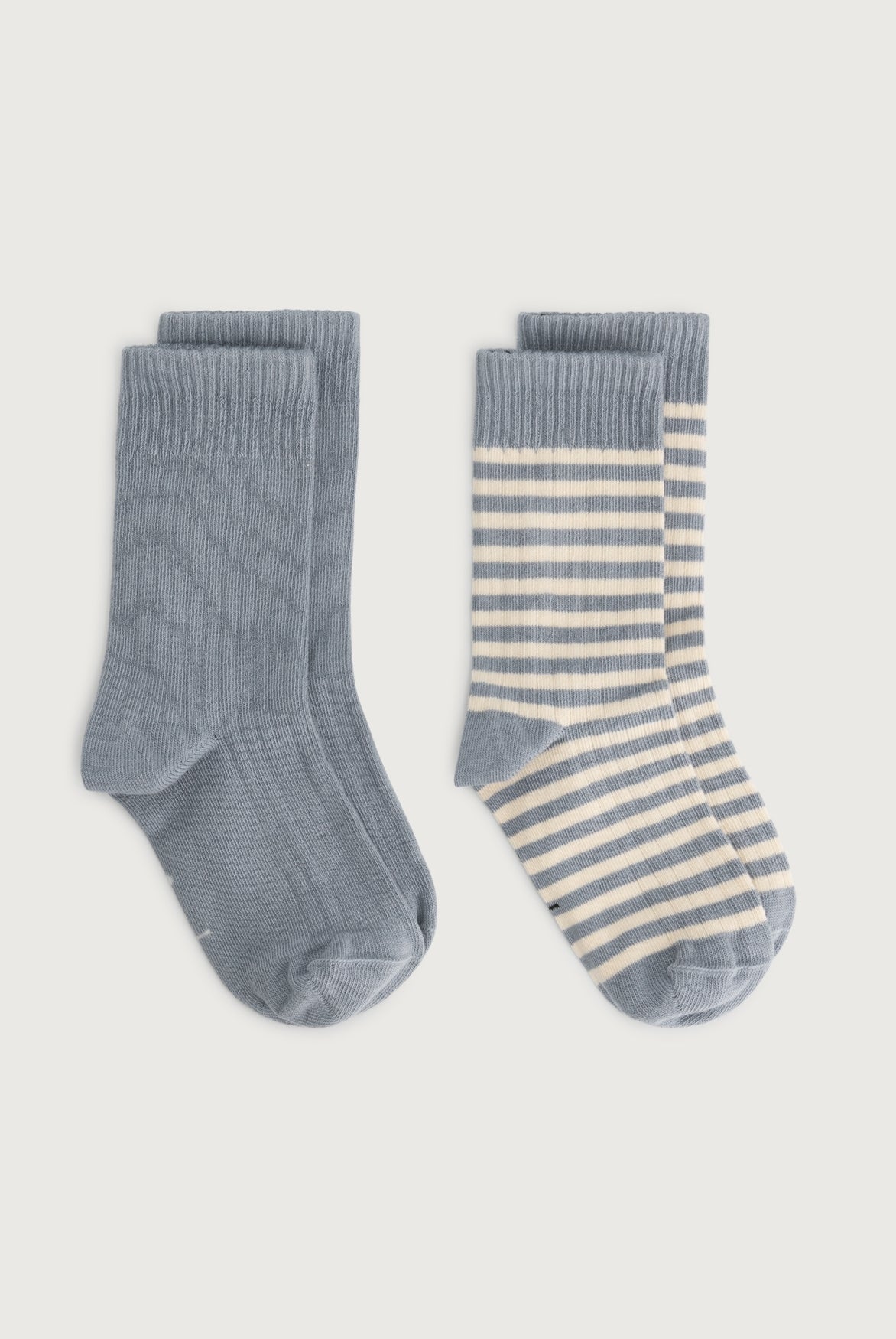 Ribbed Socks 2-Pack | Stone Gray - Cream