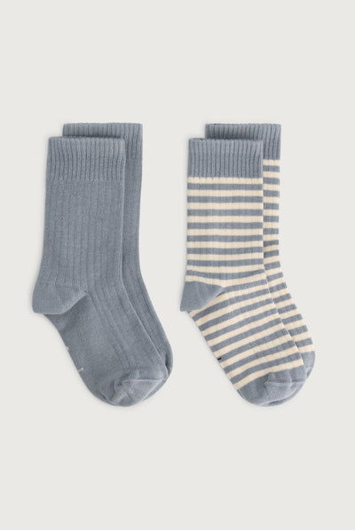 Ribbed Socks 2-Pack | Stone Gray - Cream