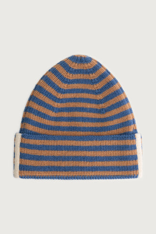 Baby Knitted Beanie | Blue Moon - Biscuit