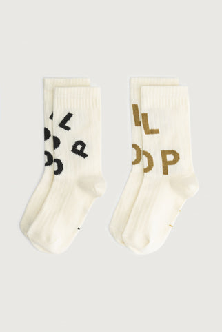 POP Short Ribbed Socks | 2-pack | Cream