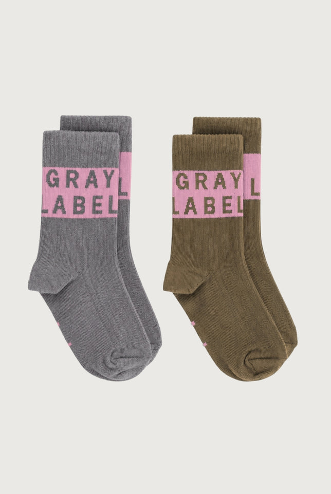 Logo Ribbed Socks | 2-pack | Woody - Bubblegum