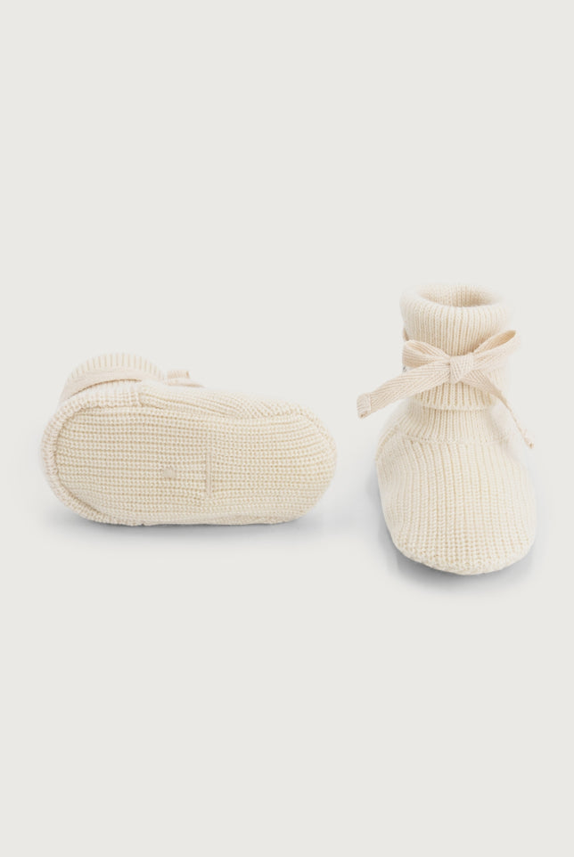 Baby Knitted Booties | Cream