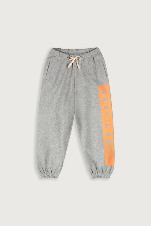 Logo Track Pants | Gray Melange - Bright Melon