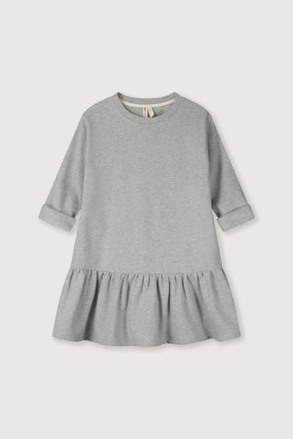 Langarmkleid mit Rüsche | Grey Melange