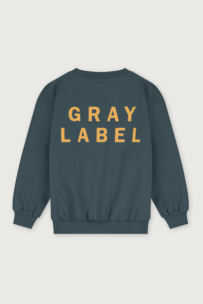 Logo Dropped Shoulder Sweater | Blue Gray - Bright Cookie