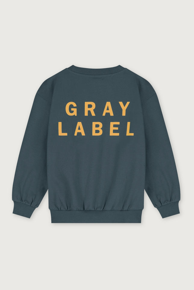 Logo Dropped Shoulder Sweater | Blue Gray - Bright Cookie