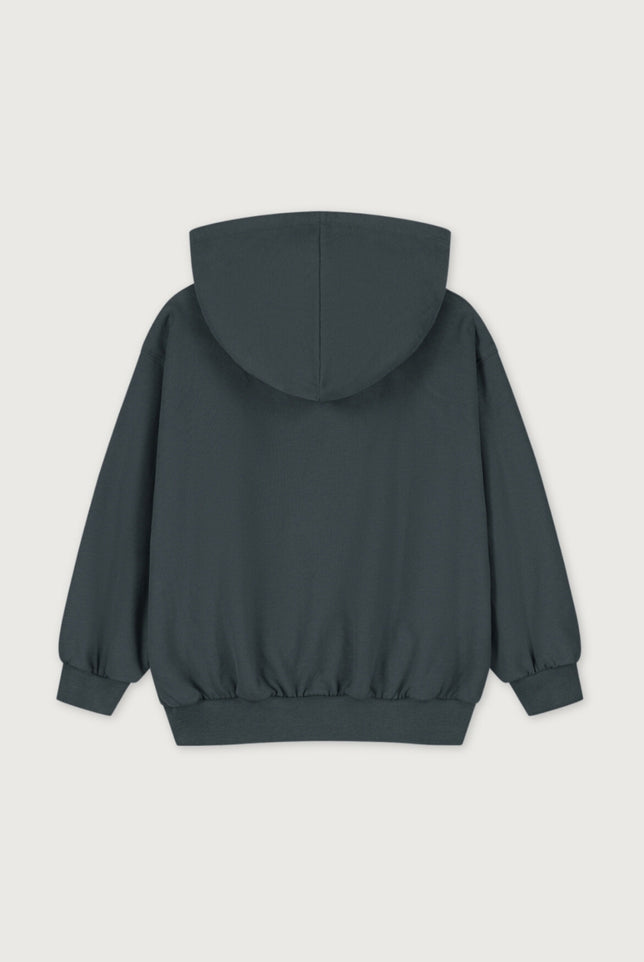 Logo Hooded Cardigan with Zip | Blue Gray - Bright Cookie