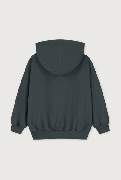 Logo Hooded Cardigan with Zip | Blue Gray - Bright Cookie