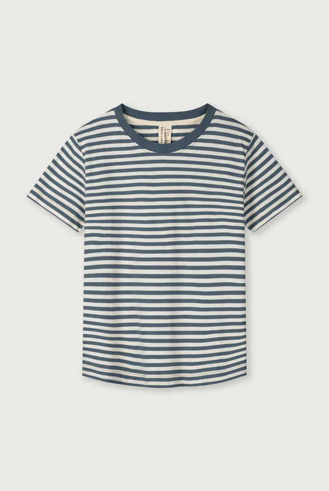 Übergroßes T-Shirt | Blue Gray - Cream