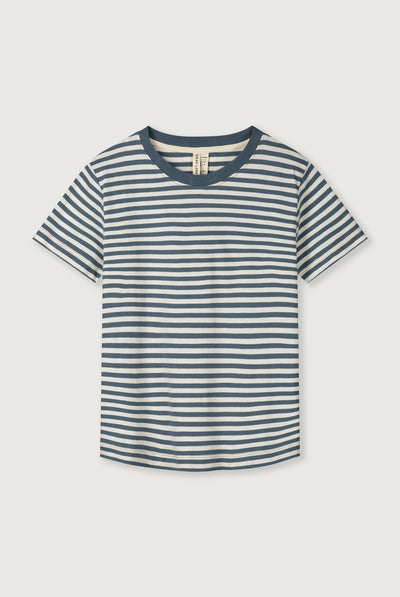 Oversized Tee | Blue Gray - Cream
