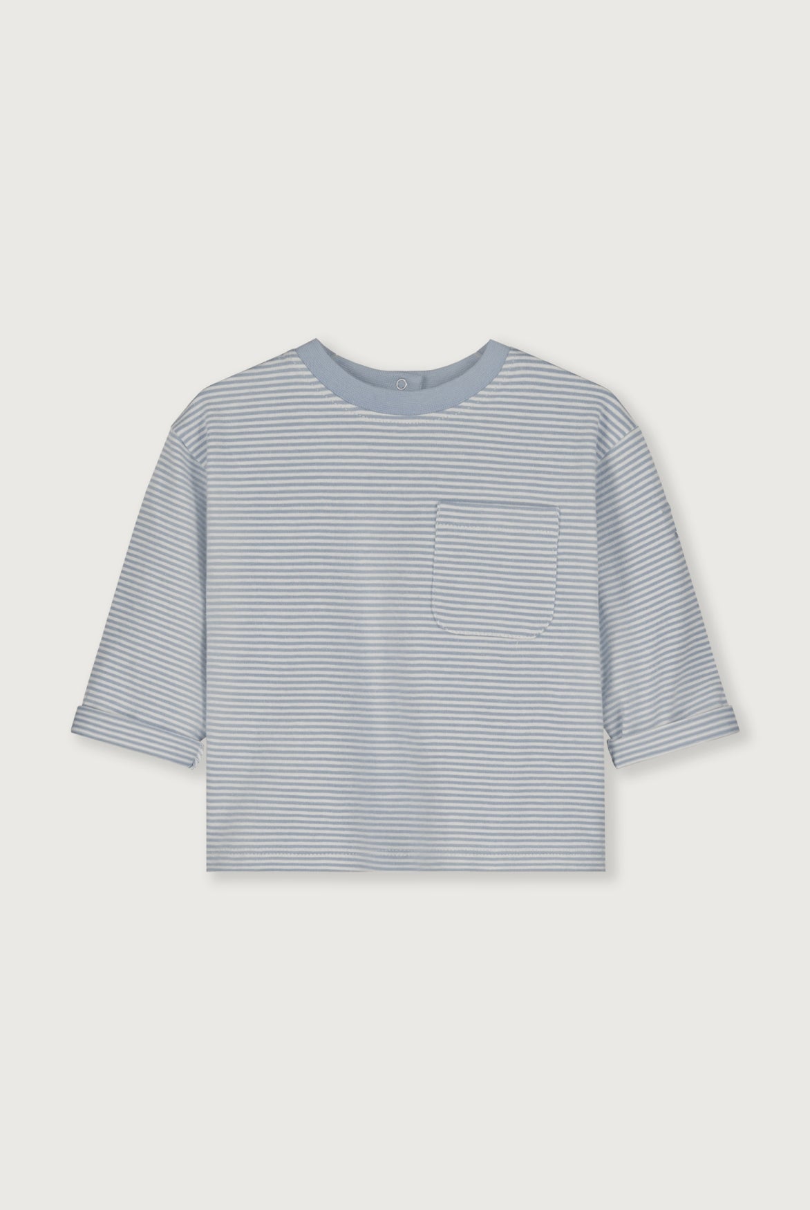 Baby L/S Pocket T-shirt | Stone Gray - Cream