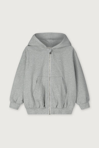 Hooded Cardigan with Zip | Gray Melange