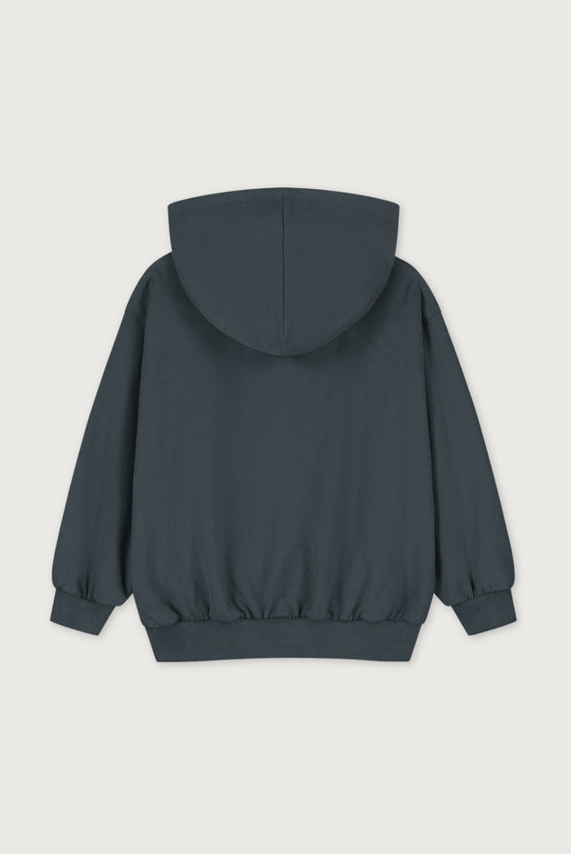 Hooded Cardigan with Zip | Blue Gray