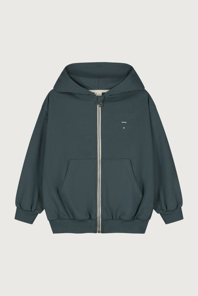 Hooded Cardigan with Zip | Blue Gray