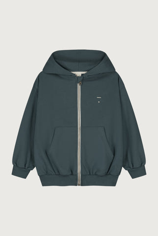 Hooded Cardigan with Zip | Blue Gray