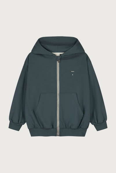 Hooded Cardigan with Zip | Blue Gray