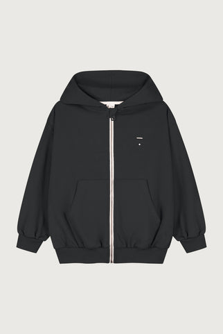 Hooded Cardigan with Zip | Pirate Black