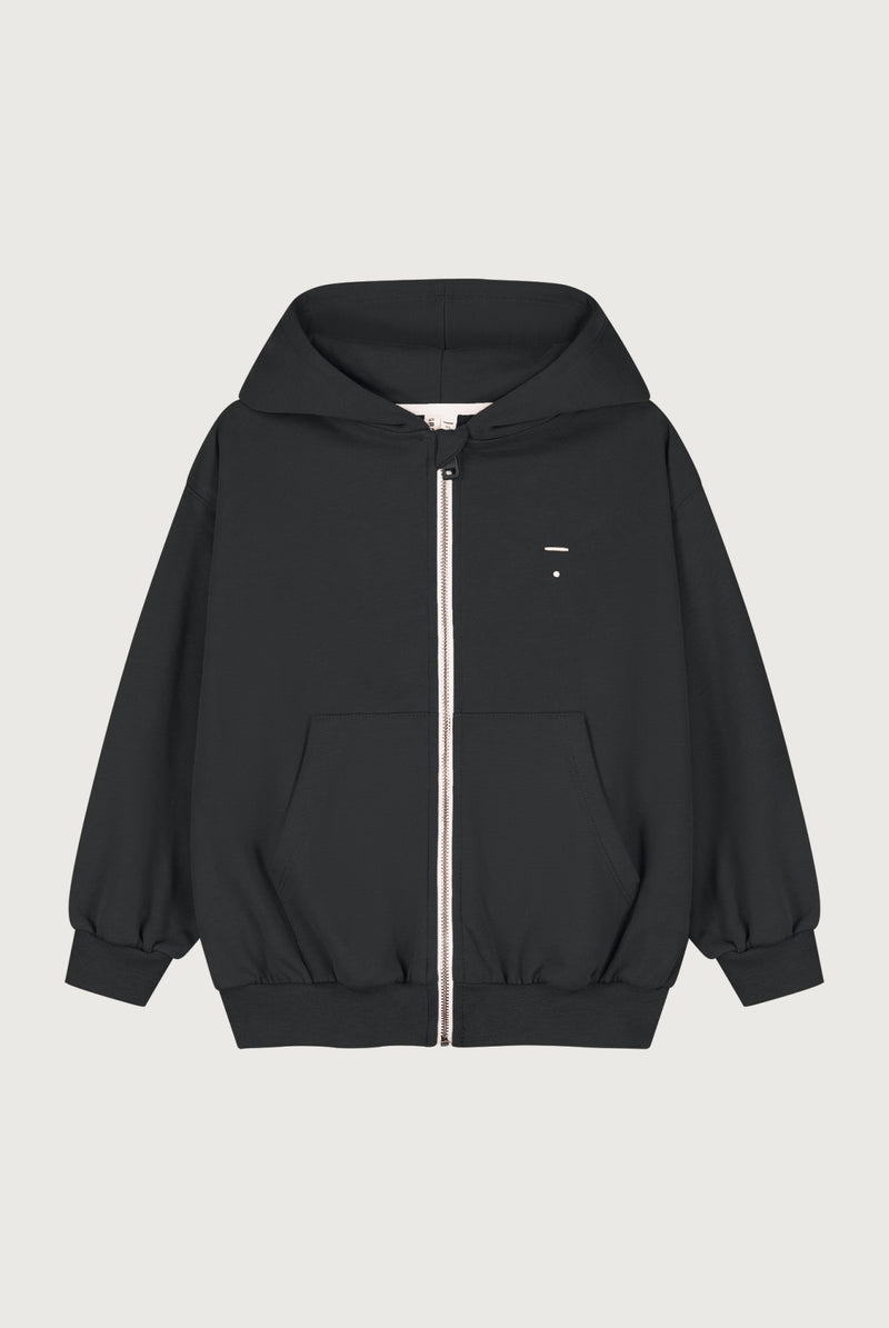 Hooded Cardigan with Zip | Pirate Black