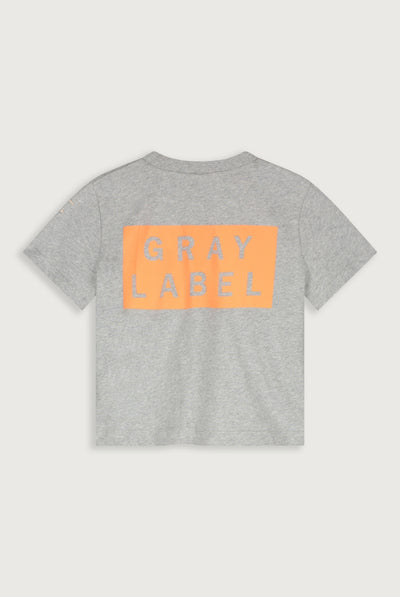Logo Oversized Tee | Gray Melange - Bright Melon