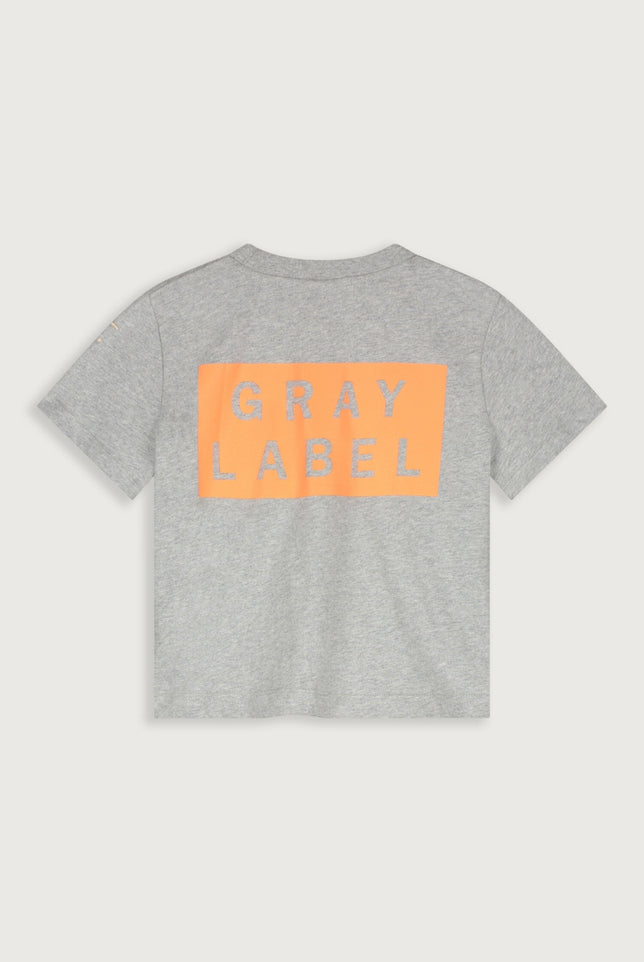 Logo Oversized Tee | Gray Melange - Bright Melon