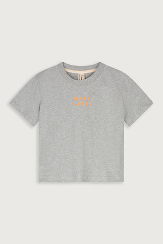 Logo Oversized Tee | Gray Melange - Bright Melon