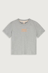 Logo Oversized Tee | Gray Melange - Bright Melon