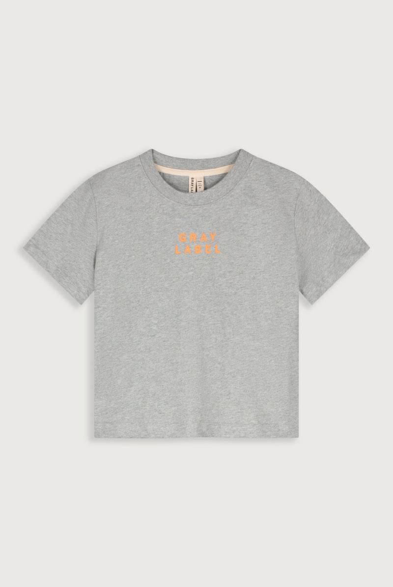 Logo Oversized Tee | Gray Melange - Bright Melon