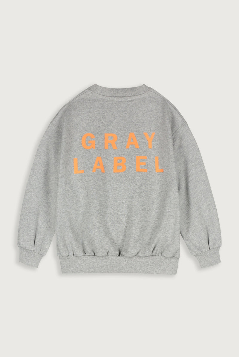 Logo Dropped Shoulder Sweater | Gray Melange - Bright Melon