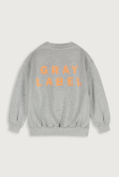 Logo Dropped Shoulder Sweater | Gray Melange - Bright Melon