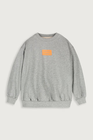 Logo Dropped Shoulder Sweater | Gray Melange - Bright Melon