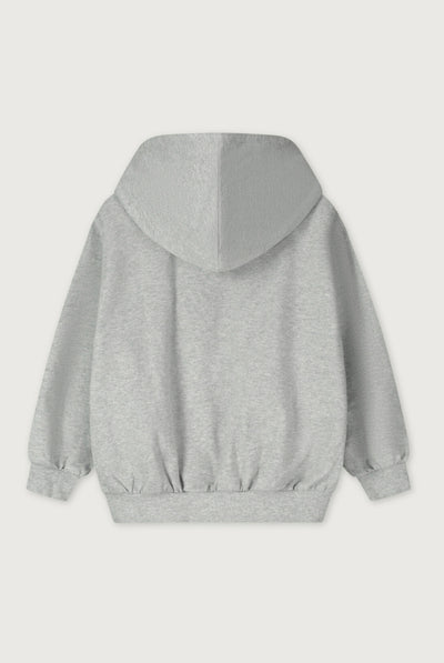 Logo Hooded Cardigan with Zip | Gray Melange - Bright Melon