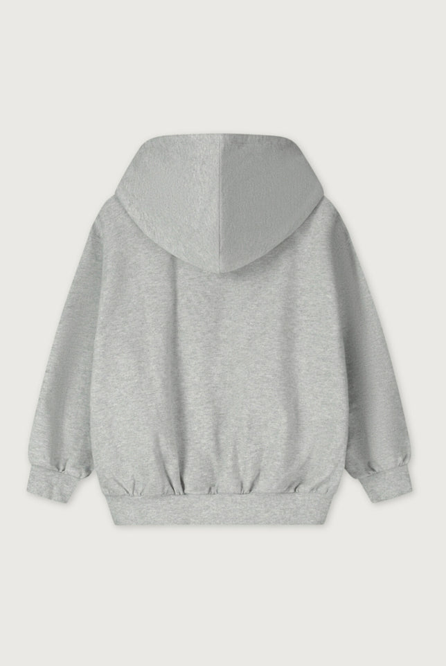 Logo Hooded Cardigan with Zip | Gray Melange - Bright Melon