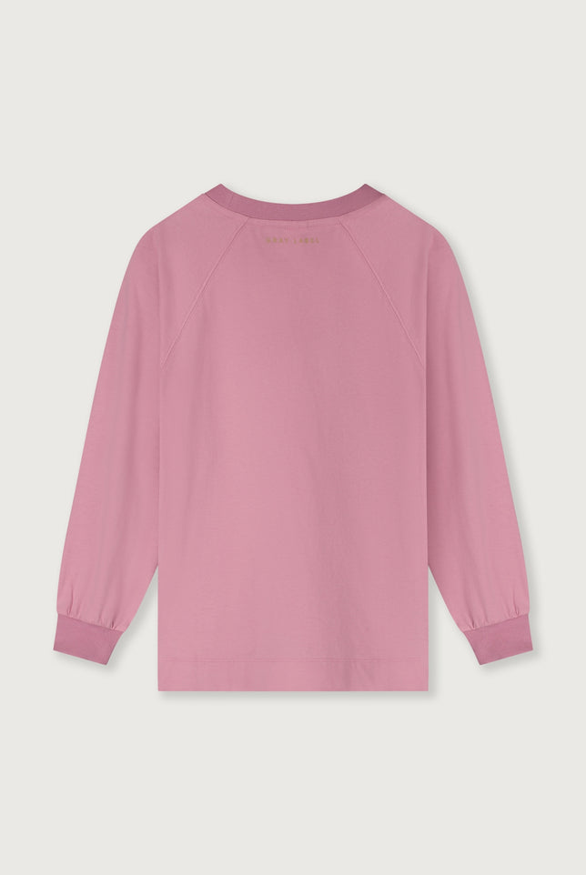 Oversized L/S Tee w/ Logo | Bubblegum - Cookie Print