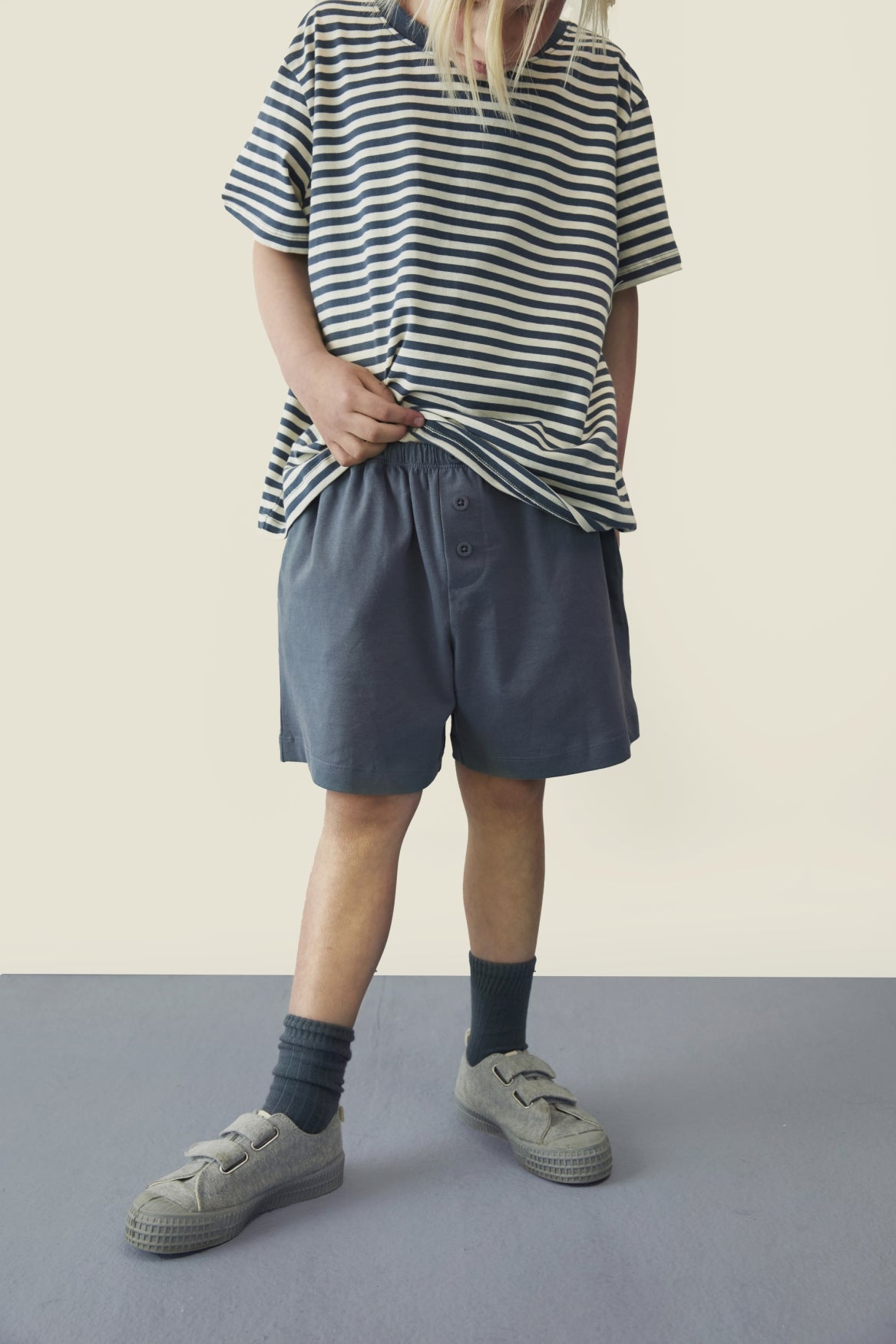 Button Shorts | Blue Gray
