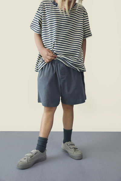 Button Shorts | Blue Gray