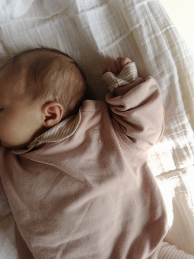 Baby Collar Onesie | Faded Pink - Cream